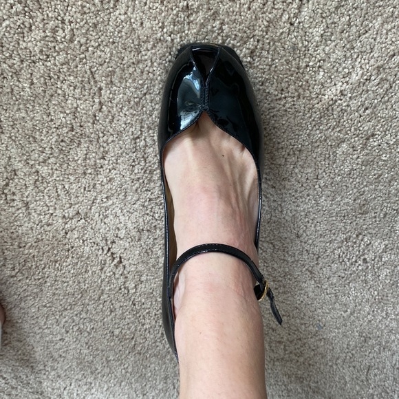 YSL- Tribute Black Patent Leather Mary Jane Peep Toe Platform Heel - Picture 12 of 14